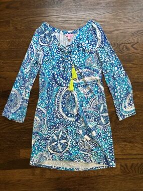 Lilly Pulitzer Sea Isle lace up tunic dress with tassels size XS